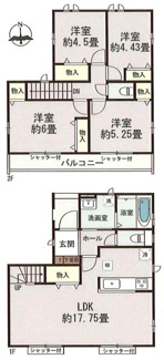 【間取り】 | 【仲介手数料無料！！】府中市日新町3丁目　新築戸建て（全16棟）M号棟　5550万円
