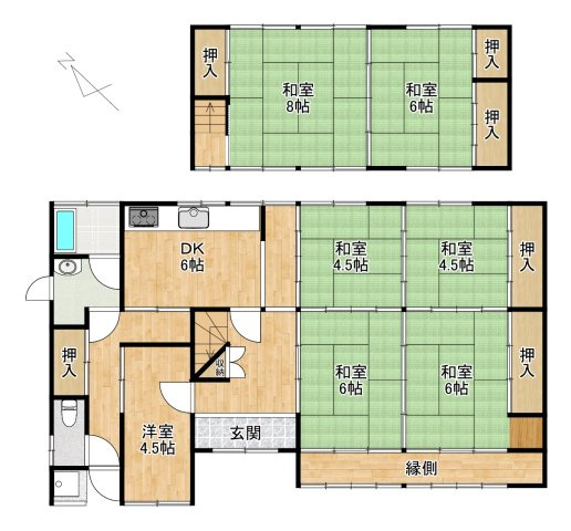 守山市播磨田町　中古戸建ての間取り|ゆとりある7DKの間取り。