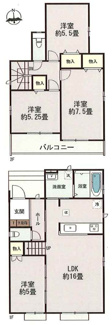 【間取り】 | 【仲介手数料無料！！】府中市日新町3丁目　新築戸建て（全16棟）P号棟　5590万円