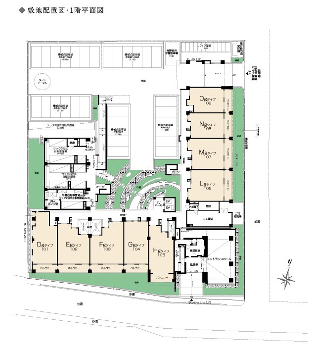 アールブラン二子多摩川レジデンス駐車場100の区画図