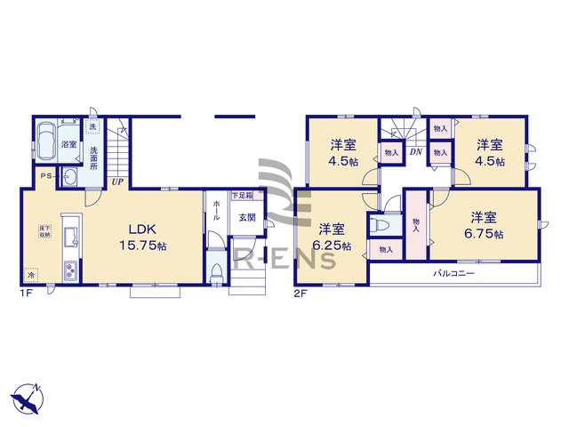 【間取り】 | 西東京市西原町５丁目　新築戸建て　B号棟 | 4LDK・土地面積92.04ｍ2・建物面積102.67ｍ2