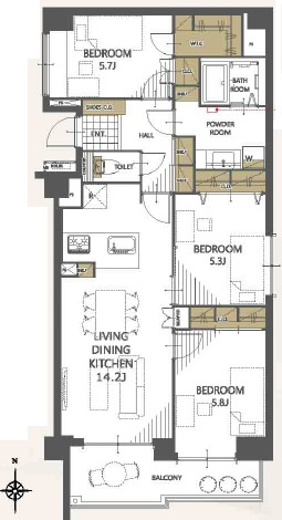 【間取り】 | ダイヤモンドスクエア前橋　8F
