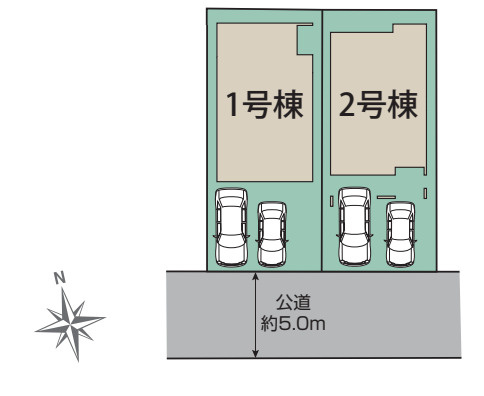 伊勢原市下落合　新築戸建　全2棟1号棟の区画図