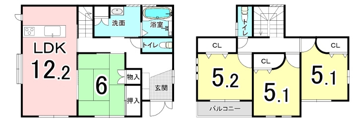 中古戸建　岩出市岡田の間取り