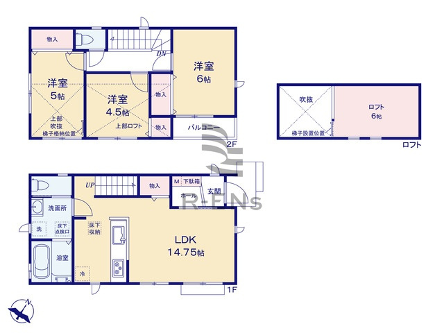【間取り】 | 西東京市東町１丁目　新築戸建て　A号棟 | 3LDK・土地面積99.25ｍ2・建物面積75.56ｍ2