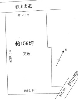 【土地図】 | 狭山市青柳　建築条件なし売地　「新狭山駅」徒歩14分　敷地159坪　