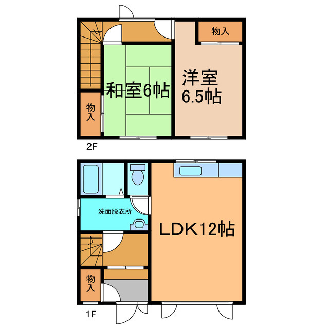 西16北2二戸借家（細川ちえん邸）の間取り