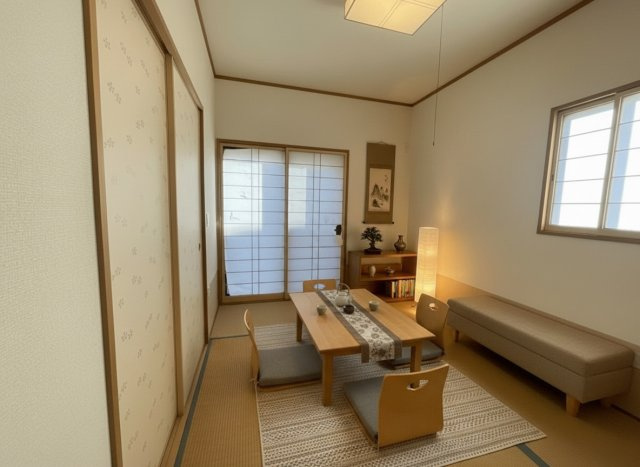 安城市里町１丁目　中古戸建の和室|客間にも使える和室あり
※本画像はAIによる家具配置です。実際の仕様とは異なる場合があります。リフォ