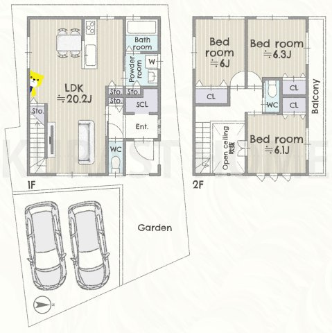 長岡京市馬場1丁目　新築戸建の間取り