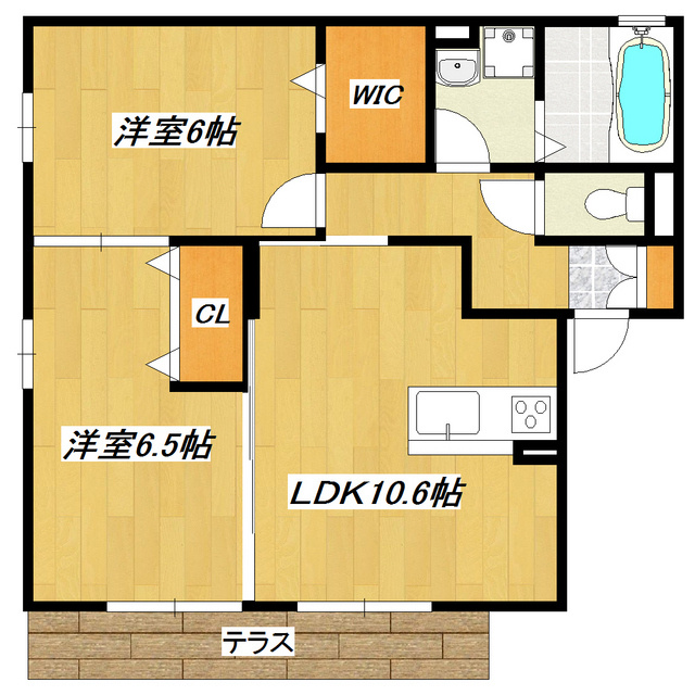 クローバーハウスの間取り|オールフローリング！角部屋です!