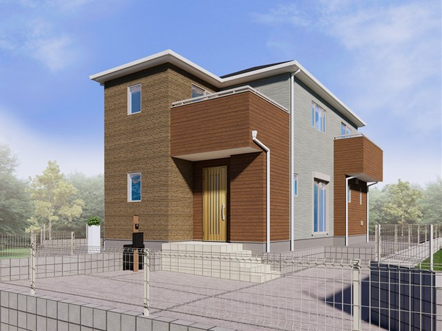 【外観パース】 | 坂東市岩井　新築戸建　5号棟 | スーパー至近で、お買い物に便利な立地です(#^^#)