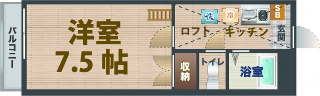 【間取り】 | メインシティガーデン華 | 1Ｋロフト付き。