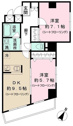 【間取り】 | 54.04㎡2LDK【ブールバード白山】