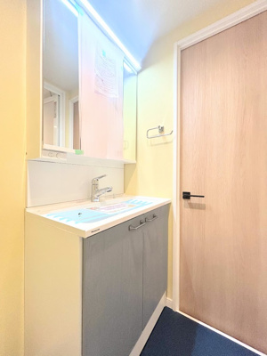 【独立洗面台】 | 藤和綱島コープ2号棟 | ◆ご家族の1日が始まり、1日が終わりを締めくくる洗面空間。洗濯機を配置しても十分なスペースを確保した設計となっております。

