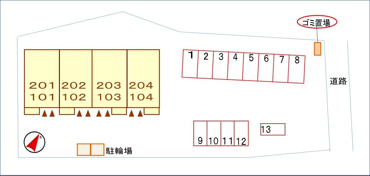 アリエッタⅢの区画図|駐車場