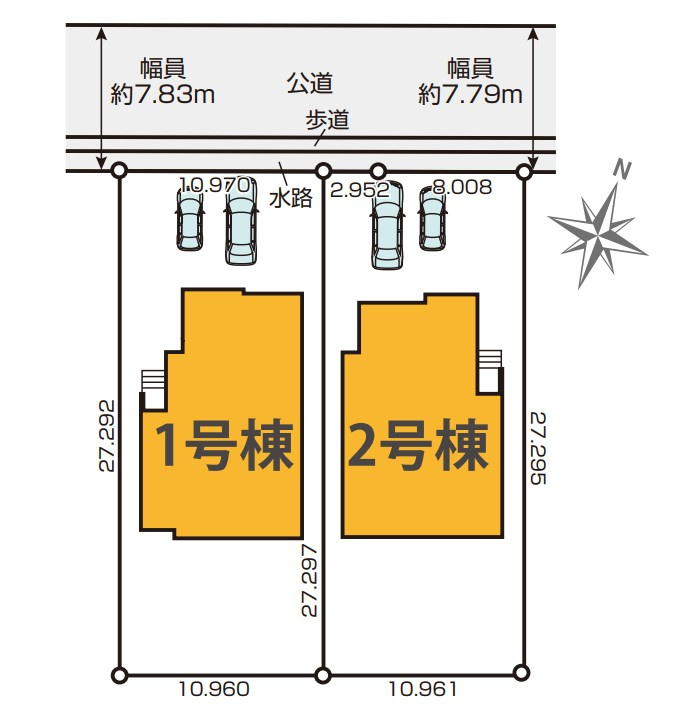 水戸市浜田1期　新築戸建　1号棟の区画図