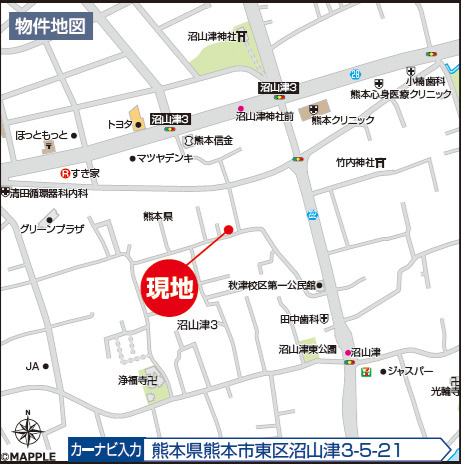 ハートフルタウン／東区沼山津3丁目／A号棟の地図