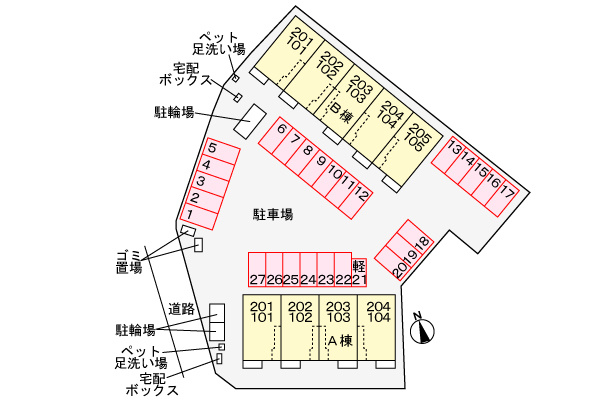 グラン・アルベロ　Ａの区画図|駐車場