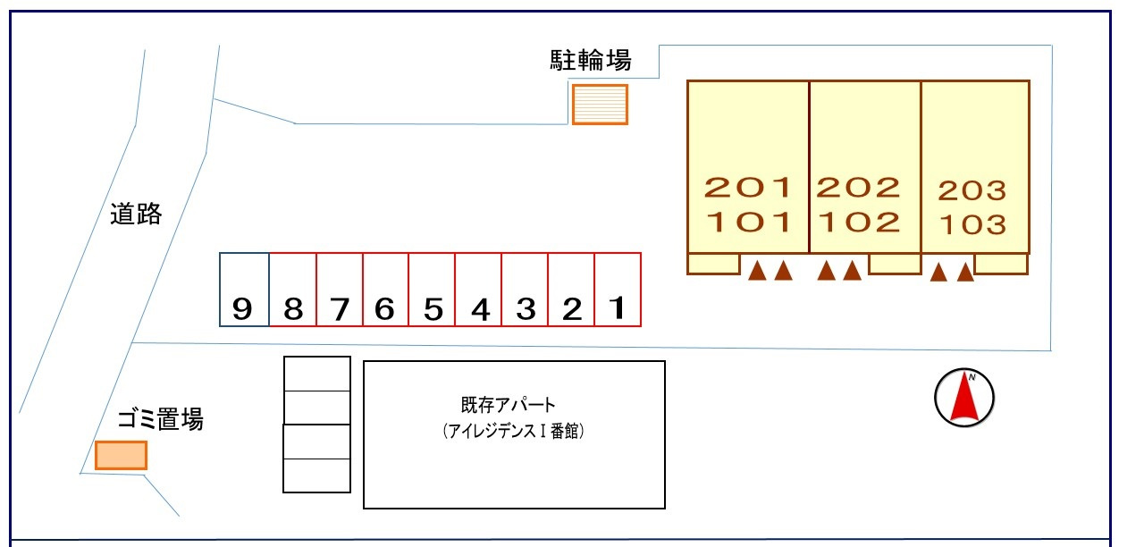 アイレジデンス　Ⅱ番館の区画図|駐車場