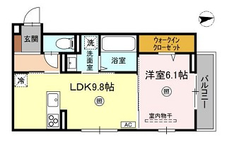 広島市安佐北区亀山１丁目のアパートの間取り