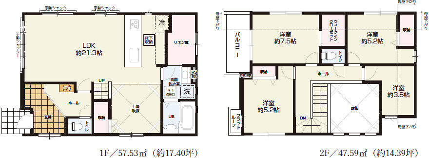 両面道路で日当たり確保　駅徒歩5分の間取り|4LDK