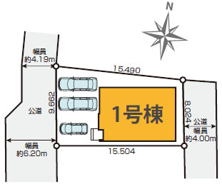 両面道路で日当たり確保　駅徒歩5分の区画図|カースペース3台分