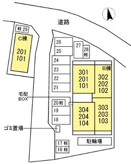 広島市安佐北区亀山１丁目のアパートの駐車場