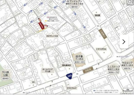売新築戸建　静岡市駿河区下川原5丁目の地図