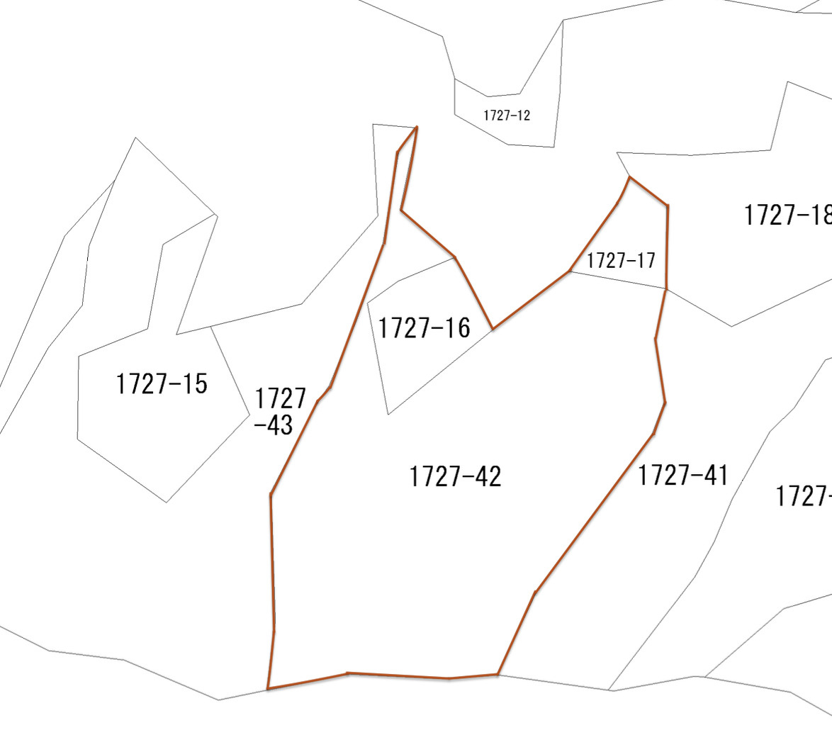 みどり市東町花輪1727-16,1727-17,1727-42の区画図