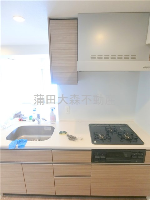 ルフォンプログレ大森西＠仲介手数料無料のキッチン|3口ガスグリル付システムキッチン　カウンターキッチン