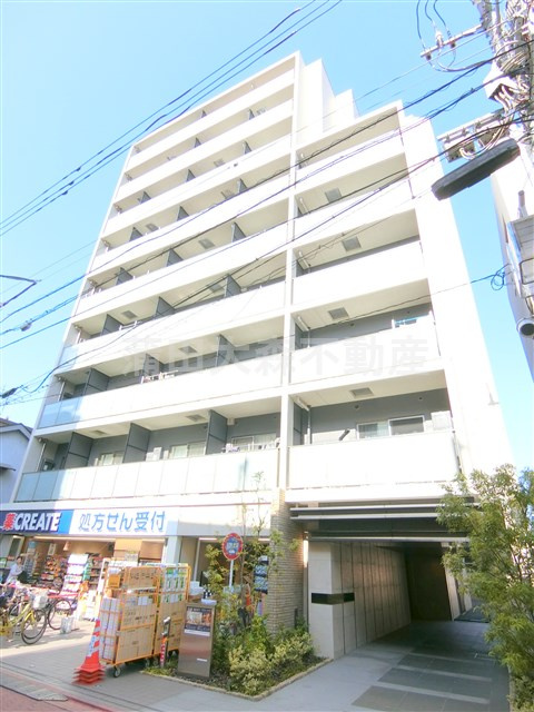 ルフォンプログレ大森西＠仲介手数料無料の外観|外観　2018年8月築　RC鉄筋コンクリート造地上9階建て1R～2LDK総戸数50戸　京急本線大森町駅近商店街沿いの東京都大田区大森西3丁目の高級賃貸マンション