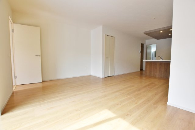 テラシエ立花3丁目新築一戸建ての居間・リビング|リビングには収納スペースも設けてあるので、掃除道具や普段使わないものまでまとめてしまっておけます。