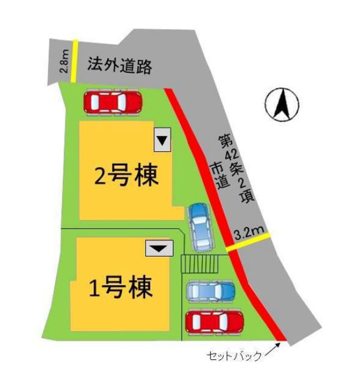 【区画図】 | 福岡市城南区神松寺1丁目3期　2号棟（全2棟）【仲介手数料無料・0円】 | 区画図です。2号棟