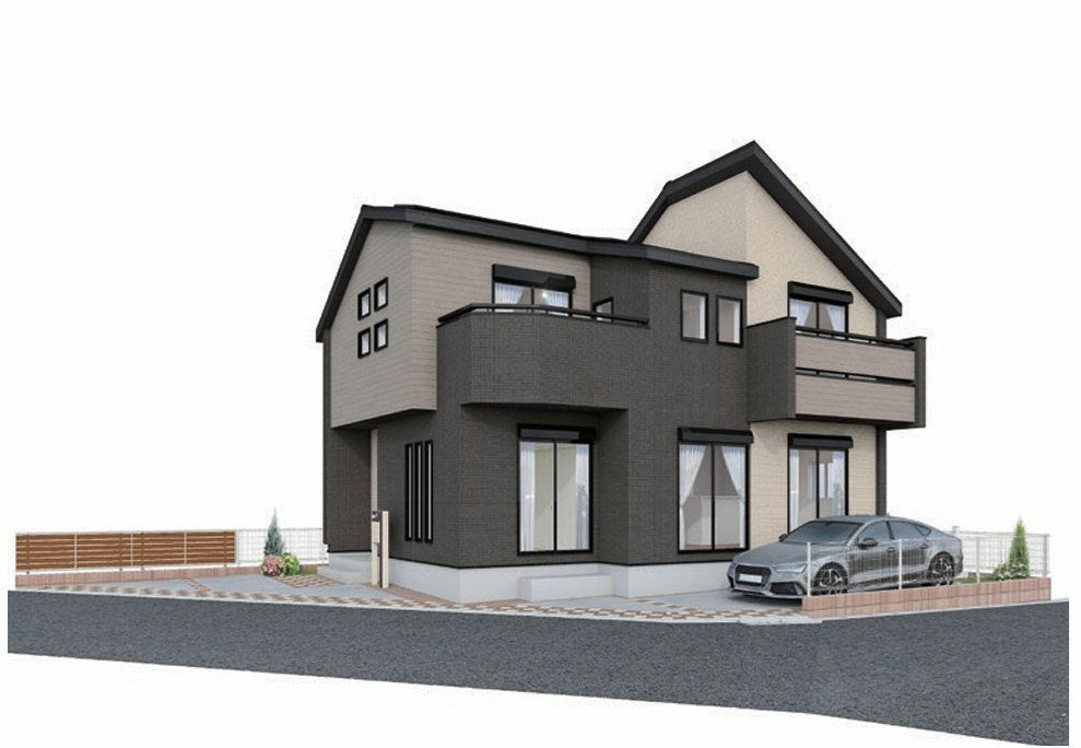 仲介手数料無料　東村山市青葉町1丁目　新築戸建　全1棟　の外観パース