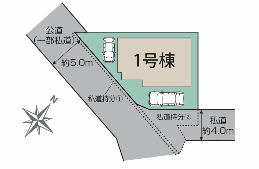 仲介手数料無料　東村山市青葉町1丁目　新築戸建　全1棟　の区画図