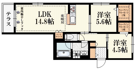 エルズプラス高円寺南の間取り|角部屋♪収納豊富な２ＬＤＫ