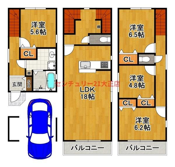 此花区伝法5丁目建築条件付土地2号地の区画図|参考プラン