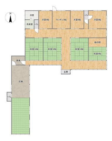 居住用7DK+店舗の間取り