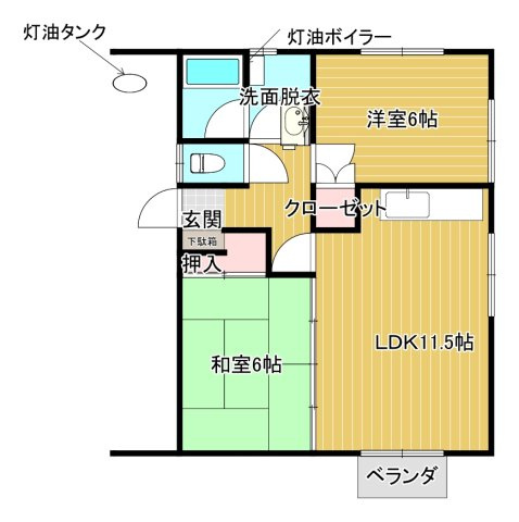 遠野市東穀町のアパートの間取り