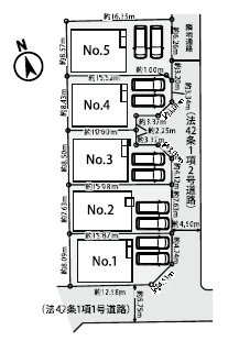 藤沢市辻堂太平台　新築戸建　全5棟4号棟の区画図