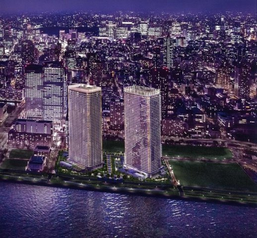 【ザ・パークハウス晴海タワーズ】世界的建築家リチャード・マイヤーが、外観・エントランスホール・ランドスケープのコンセプトデザインを提案。【画像左側：クロノレジデンス】【画像右側：ティアロレジデンス】