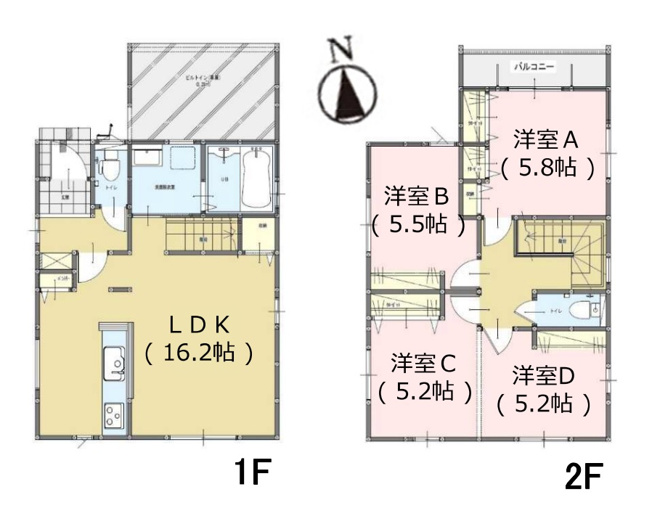 【間取り】 | 福岡市中央区笹丘1丁目3期　2号棟（全3棟）【仲介手数料無料・0円】 | 平日、土日祝日もお好きな日時にご見学可能です。お気軽にお問合せ下さい。