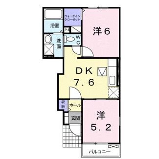 【間取り】 | メイプルビュ－・プラッツＢ　2DKHEW