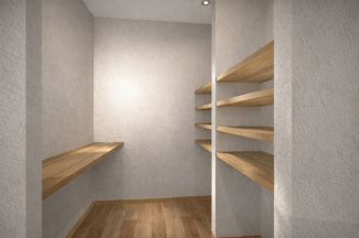 【完成予想図】 | 下京区梅小路高畑町　建築条件付 | 《1号地-LDKステージングイメージパース》
※家具・小物はCGによるインテリアイメージであり、家具の設置サイズを保証するものではございません。