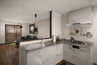 【完成予想図】 | 下京区梅小路高畑町　建築条件付 | 《2号地-LDKステージングイメージパース》
※家具・小物はCGによるインテリアイメージであり、家具の設置サイズを保証するものではございません。