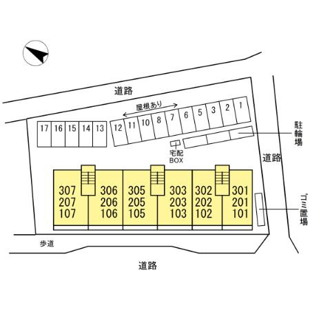 サザンハイムＡの区画図