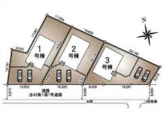 杉戸町遠野第3　新築一戸建て　01　クレイドルガーデンの区画図|全3棟