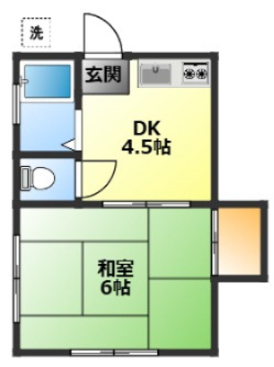 ハイツロワールの間取り|南向き2面採光で陽当たり良好♪