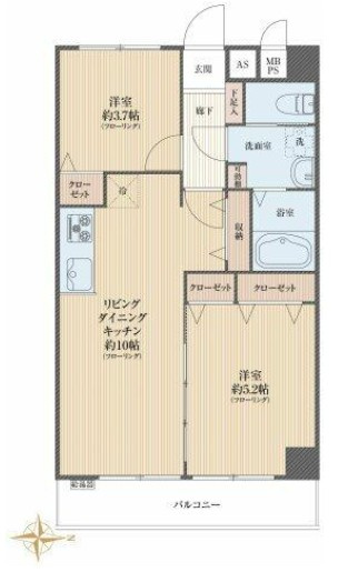 【間取り】 | カースル常盤台 | 東向きのお部屋なので、陽当たり良好です！