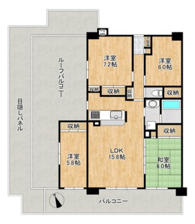 【間取り】 | 南西角部屋につき、陽当たり良好！ルーフバルコニー付き！